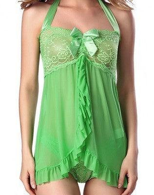 Halter Women's Multi-color Mesh Pajamas