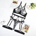 Embroidered Cross Strap Bra Female