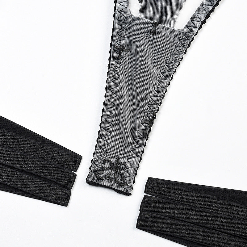 Embroidered Cross Strap Bra Female